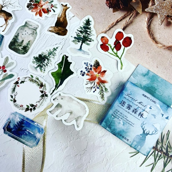 Majestic Elk, Winter Forest, Berries, Mason Jars, 46 Stickers - Picture 5 of 10